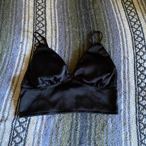 black satin crop tank top